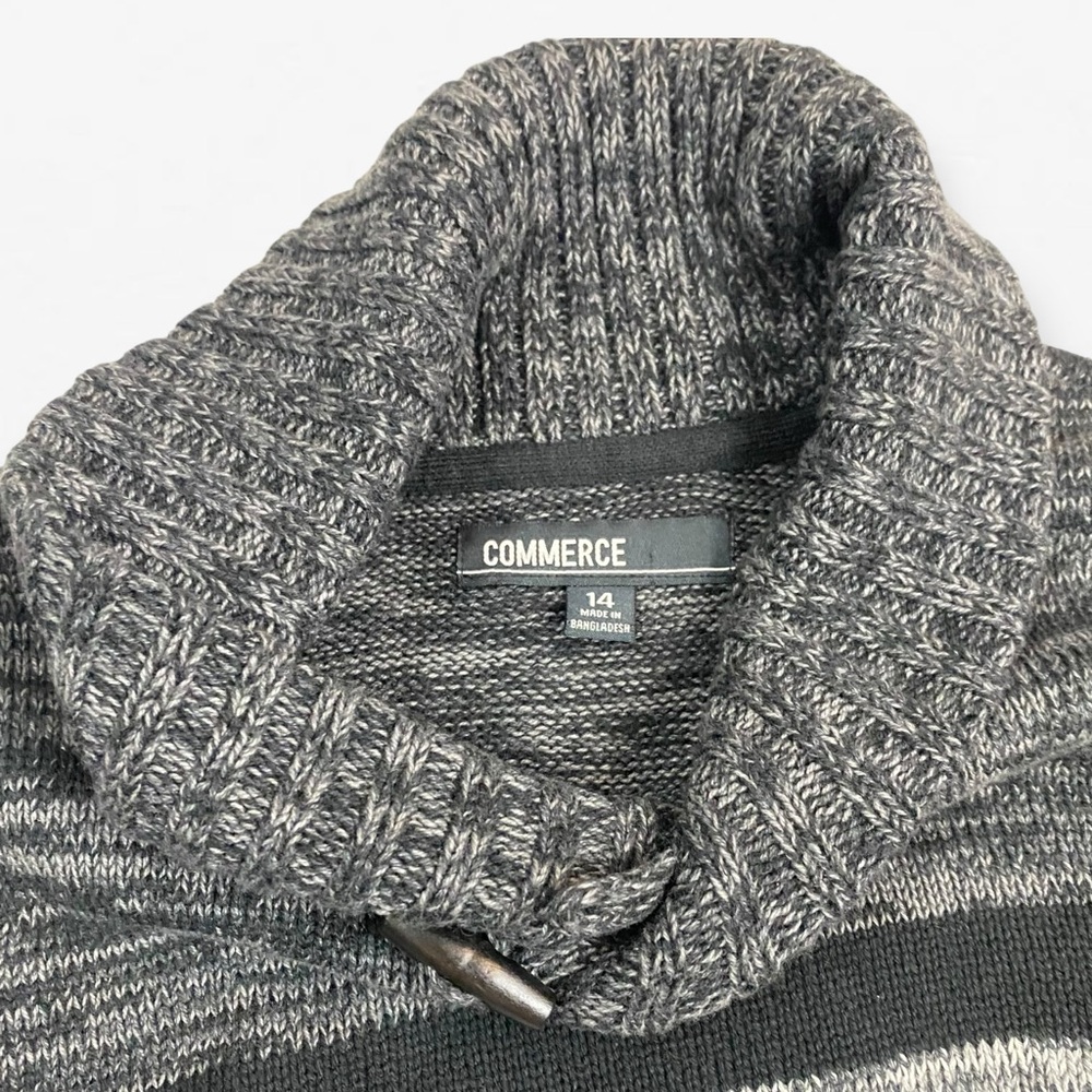 Set of 2 Boys Youth Charcoal Heather Gray Knit Quarter-Zip Sweater hoodie 14 - Picture 5 of 5